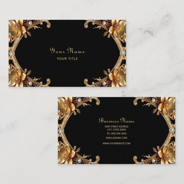 Elegant Gold Frame Business Card (Front/Back)