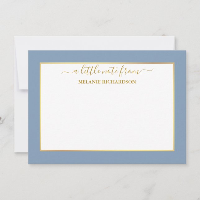 Elegant Gold Frame - Choose Size - Dusty Blue Card (Front)