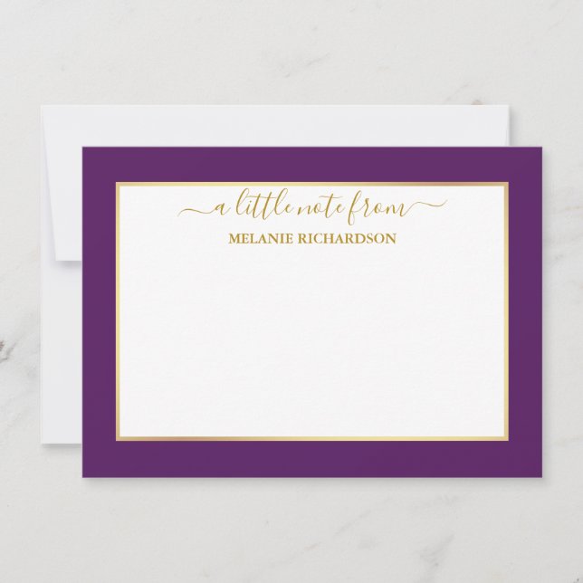 Elegant Gold Frame - Choose Size - Purple Card (Front)