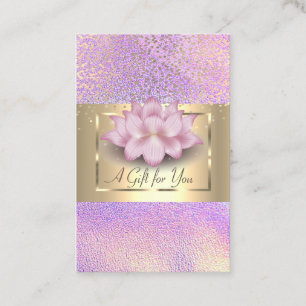 Elegant Gold Frame, Confetti Holographic Lotus Discount Card
