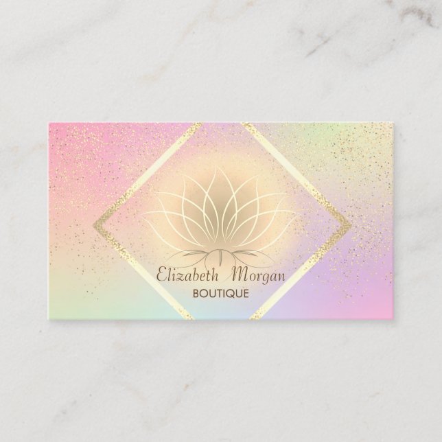 Elegant Gold Frame,Confetti Lotus Elegant Business Card (Front)