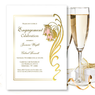 Elegant Gold Frame Engagement Celebration Invitation