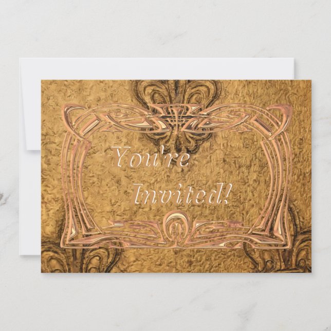 Elegant Gold Frame | Fleur de Lis Mardi Gras Party Invitation (Front)