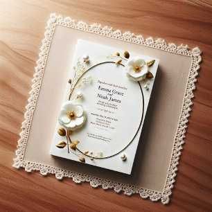 Elegant Gold Frame Floral Wedding Invitation