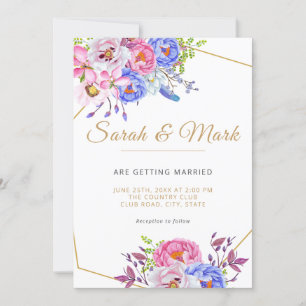 Elegant Gold Frame Floral Wedding Invitation Card