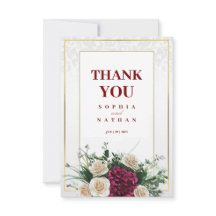 Elegant Gold Frame Floral Wedding Thank You Card