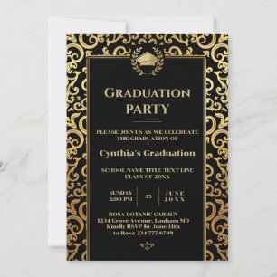Elegant gold Frame Graduation Party Invitation