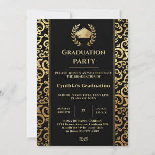 Elegant gold Frame Graduation Party Invitation