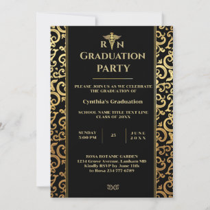 Elegant gold Frame Graduation Party Invitation