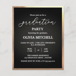 Elegant Gold Frame Graduation Party invitation  Flyer