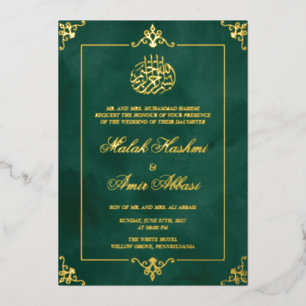 Elegant Gold Frame Green Muslim Wedding Luxury 