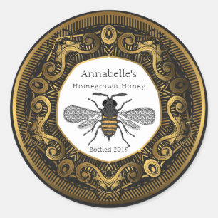 Elegant Gold Frame Honey Label