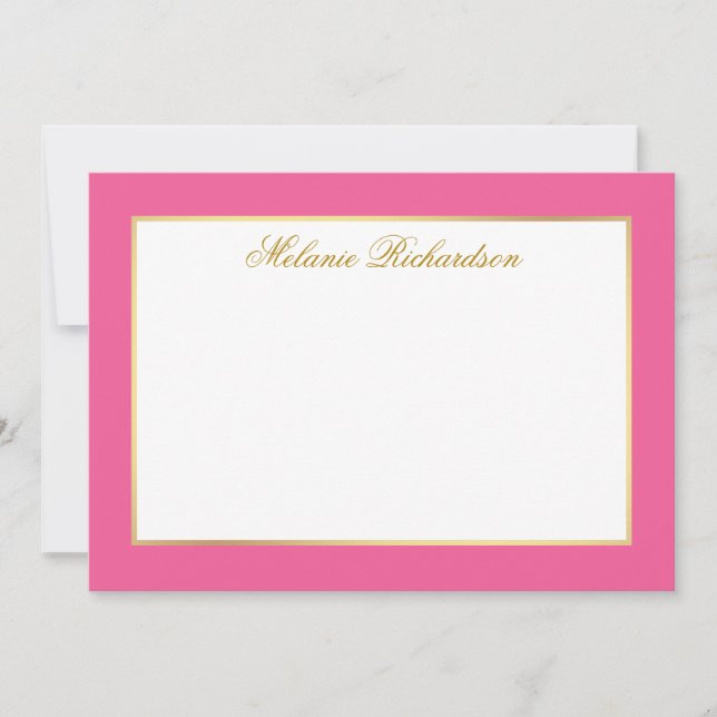 Elegant Gold Frame Hot Pink - Choose Size - Card (Front)