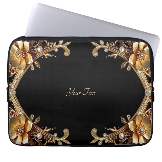 Elegant Gold Frame Laptop Sleeve (Front)