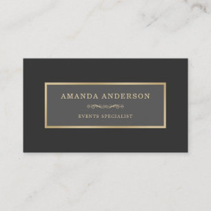 Elegant Gold Frame on White Marble   Business Card