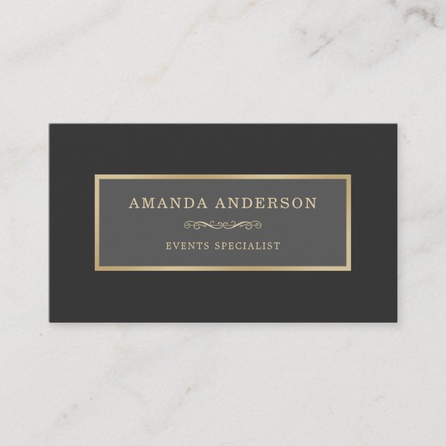 Elegant Gold Frame on White Marble | Business Card (Front)