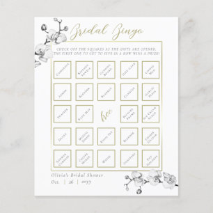 Elegant Gold Frame Orchid Bridal Shower Bingo Game