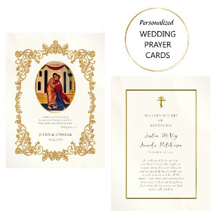 Elegant Gold Frame Orthodox Wedding Prayer Card   