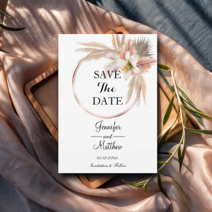 Elegant Gold Frame Pampas Grass 5x7"  Save The Date