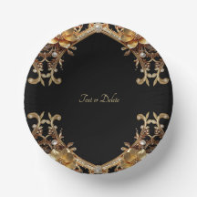 Elegant Gold Frame Paper Bowls