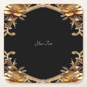 Elegant Gold Frame Paper Coaster