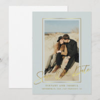 Elegant Gold Frame Photo Wedding Save The Date