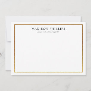 Elegant Gold Frame Realtor Personalised Stationery Card