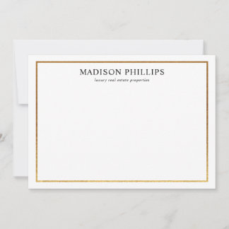 Elegant Gold Frame Realtor Personalised Stationery Card