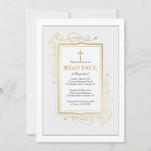 Elegant Gold Frame Religious Invitation