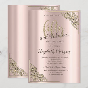 Elegant Gold Frame Rose Gold 50th Birthday Party Invitation