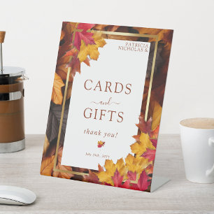 Elegant Gold Frame & Rustic Autumn Cards & Gifts Pedestal Sign