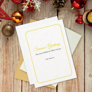 Elegant Gold Frame Snowflake Season’s Greetings  Holiday Card