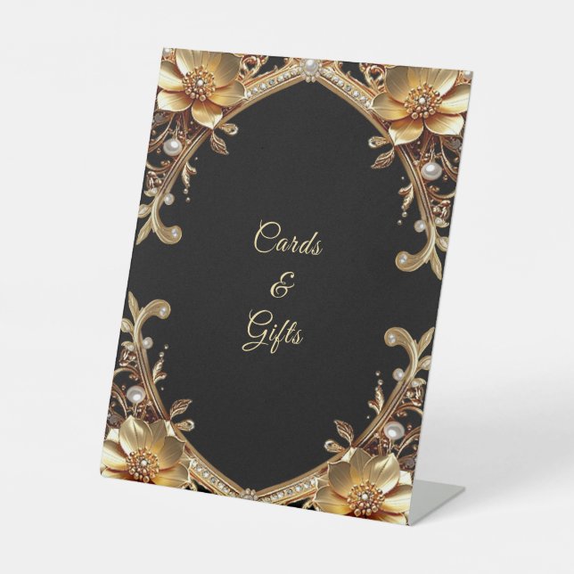 Elegant Gold Frame Tabletop Signs (Front)