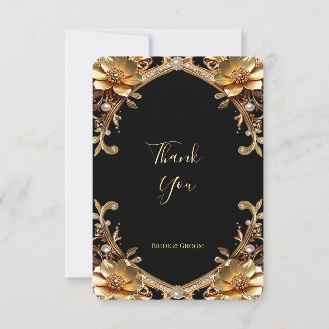 Elegant Gold Frame Thank You Card (Front)