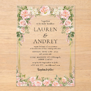 Elegant Gold Frame Wedding  Acrylic Invitations