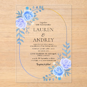 Elegant Gold Frame Wedding Acrylic Invitations
