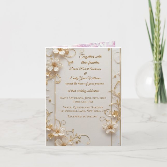 Elegant Gold Frame Wedding Invitation (Front)