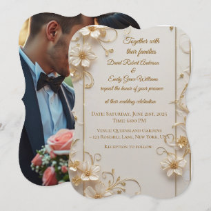 Elegant Gold Frame Wedding Invitation