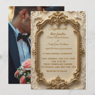 Elegant Gold Frame Wedding Invitation