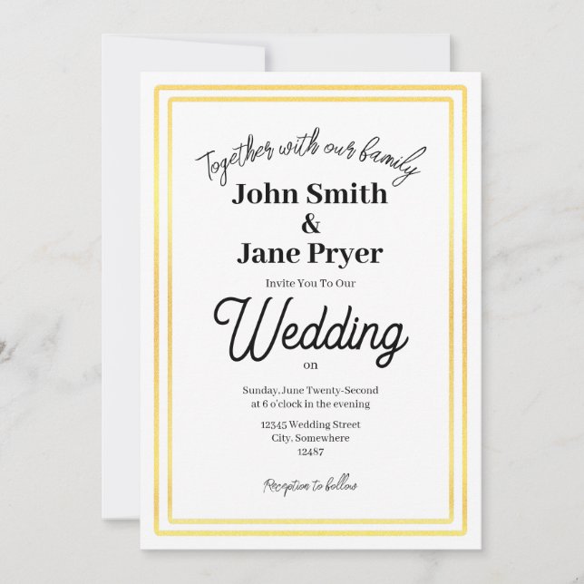 Elegant Gold Frame Wedding Invitation (Front)