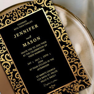 Elegant gold Frame Wedding Invitation