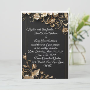 Elegant Gold Frame Wedding Invitation