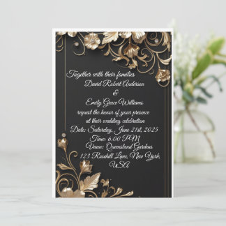 Elegant Gold Frame Wedding Invitation