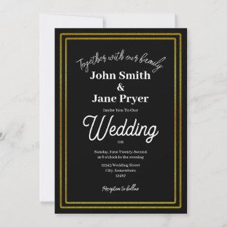 Elegant Gold Frame Wedding Invitation