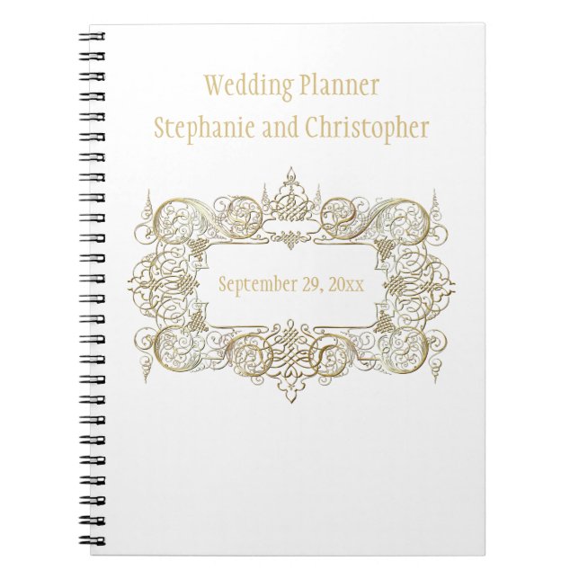 Elegant Gold Frame Wedding Planner Mother Bride Notebook (Front)