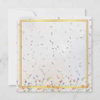 Elegant Gold Frame Wildflower Blank Card with Whit
