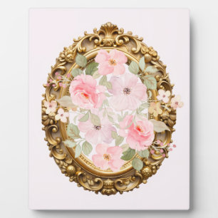 Elegant Gold Frame with Pink Watercolor Flowers