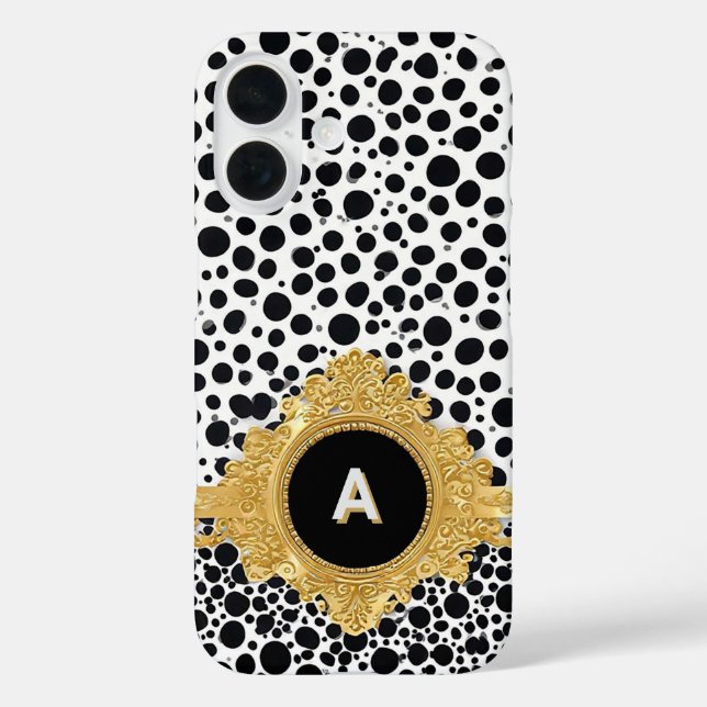 Elegant Gold Frame With Polka Dot Background Case-Mate iPhone Case (Back)