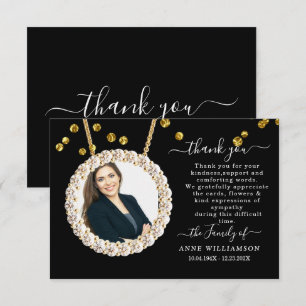 Elegant Gold Framed Photo Funeral Thank You Card