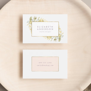 Elegant Gold Framed Wildflower Corporate  Business Card